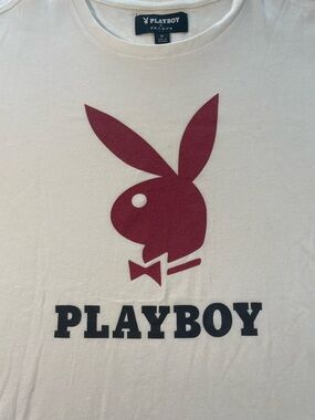Playboy x PacSun collection Men’s Medium white graphic T. Classic crew neck